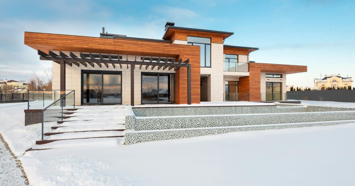 Modern contemporary home architecture in winter