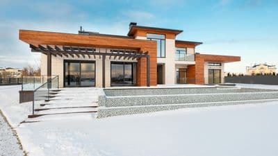 Modern contemporary home architecture in winter